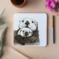 Katherine Sheard Coaster - Mum And Baby Otter