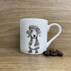 Katherine Sheard Fine China Espresso Mug - Sidney Sausage Dog