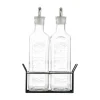 Kilner Set of 2 600ml Glass Oil Bottles & Metal Rack