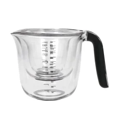 KitchenAid Clear Plastic Stackable 3 Piece Measuring Jug Set - Black Handle