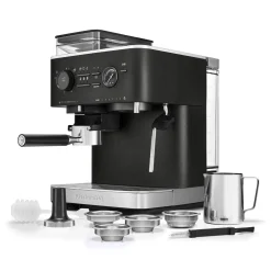 KitchenAid 5KES6551BBK Semi Automatic Espresso Machine with Burr Grinder - Cast Iron Black
