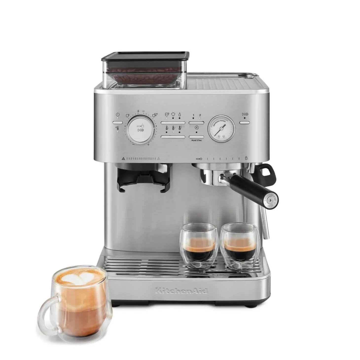 KitchenAid 5KES6551BSX Semi Automatic Espresso Machine with Burr Grinder - Stainless Steel