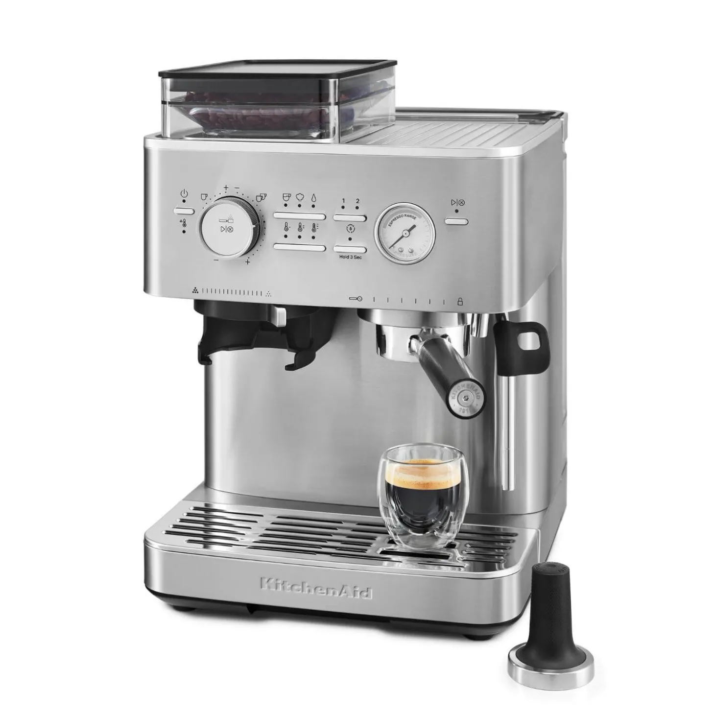 KitchenAid 5KES6551BSX Semi Automatic Espresso Machine with Burr Grinder - Stainless Steel