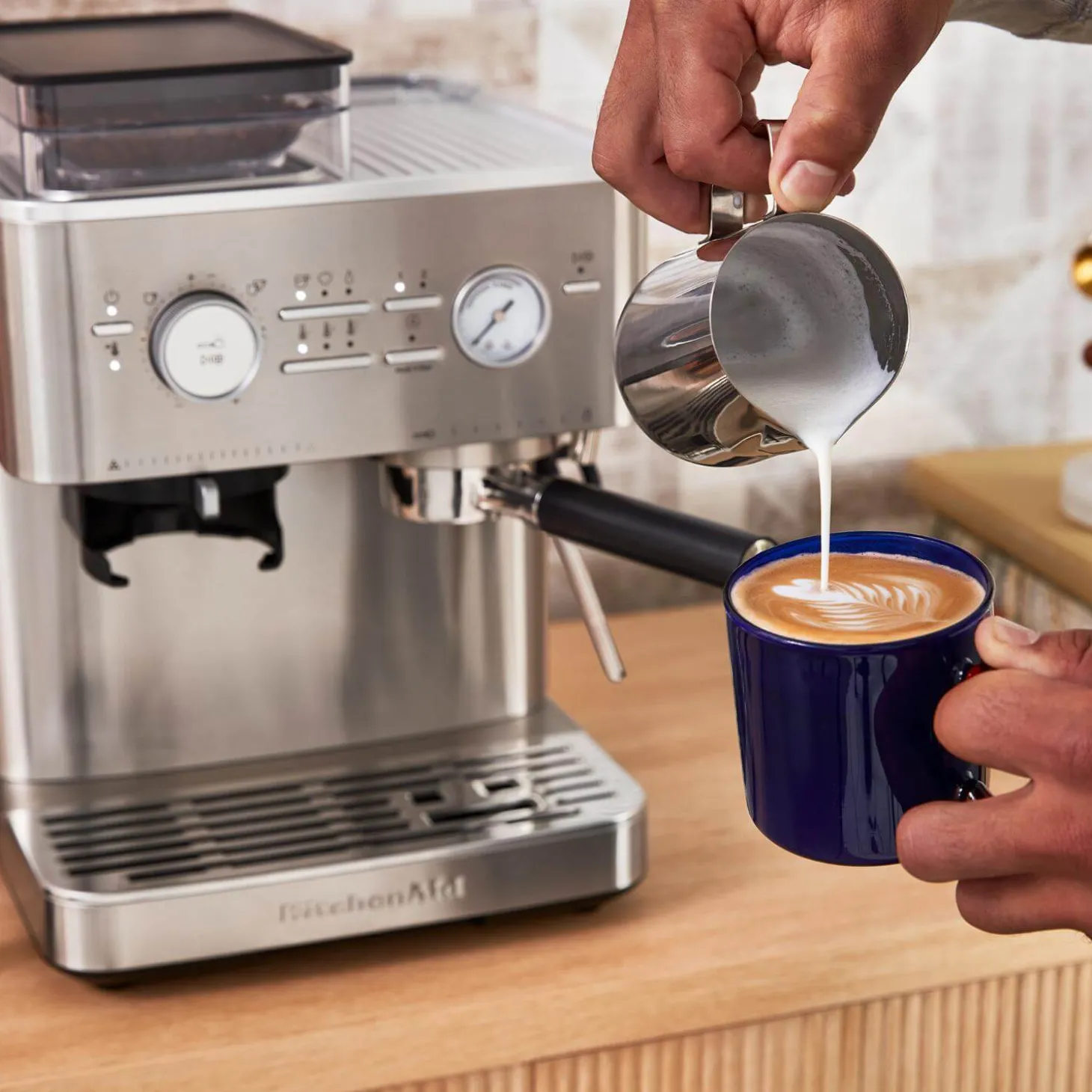 KitchenAid 5KES6551BSX Semi Automatic Espresso Machine with Burr Grinder - Stainless Steel