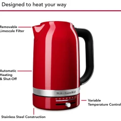 KitchenAid Variable Temperature 5KEK1701BER 1.7 Litre Kettle - Empire Red