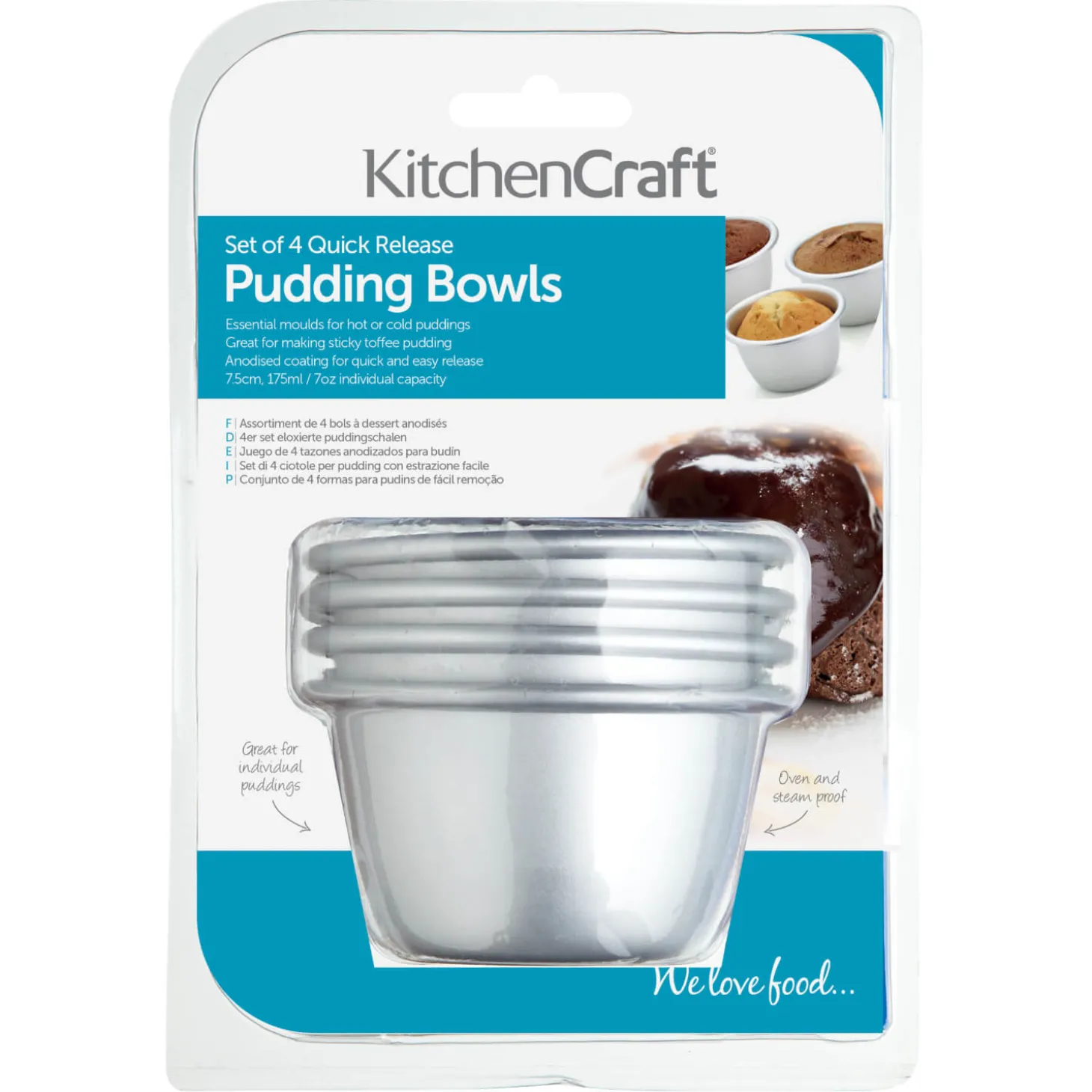 KitchenCraft 7.5cm Mini Pudding Moulds - Set of 4