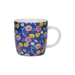 KitchenCraft 425ml Barrel Mug - Navy Floral