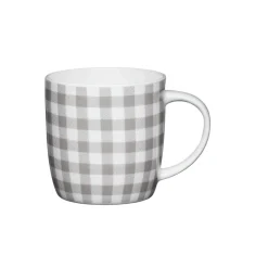 Kitchencraft 425ml Barrel Mug - Grey Gingham