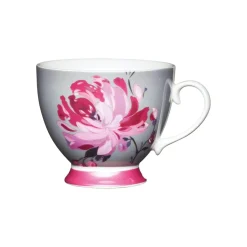 KitchenCraft 400ml Footed Mug - Pink Flower