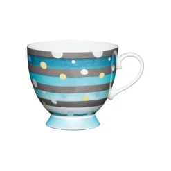 KitchenCraft 400ml Footed Mug - Spot Stripe