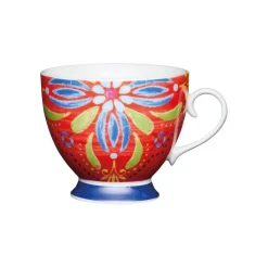 KitchenCraft 400ml Footed Mug - Moroccan Red