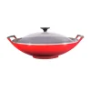 Le Creuset Cast Iron 36cm Wok & Glass Lid - Cerise