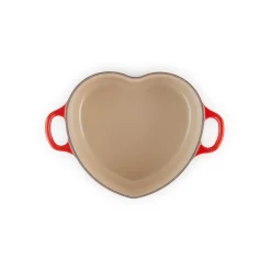Le Creuset Cast Iron Heart Casserole with Stainless Steel Heart Knob - Cerise