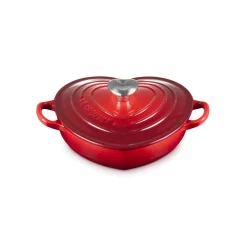 Le Creuset Cast Iron  Heart Shape Dish with Lid - Cerise