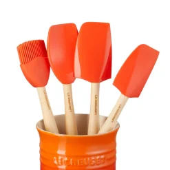 Le Creuset Craft 4-Piece Utensil Set with Stoneware Utensil Jar - Volcanic