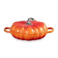 Le Creuset Halloween Signature Cast Iron 28cm Pumpkin Shallow Casserole - Volcanic