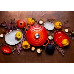 Le Creuset Halloween Signature Cast Iron 28cm Pumpkin Shallow Casserole - Volcanic