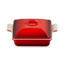Le Creuset Heritage Stoneware 23cm Square Dish with Lid - Cerise
