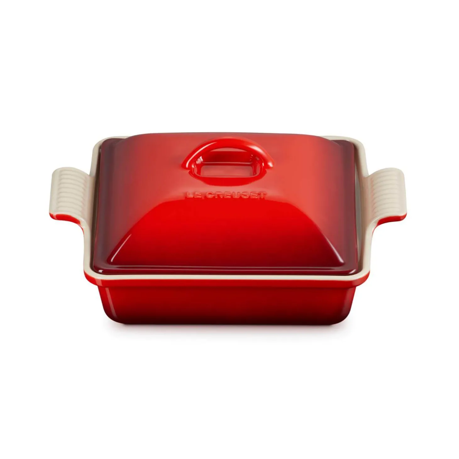 Le Creuset Heritage Stoneware 23cm Square Dish with Lid - Cerise