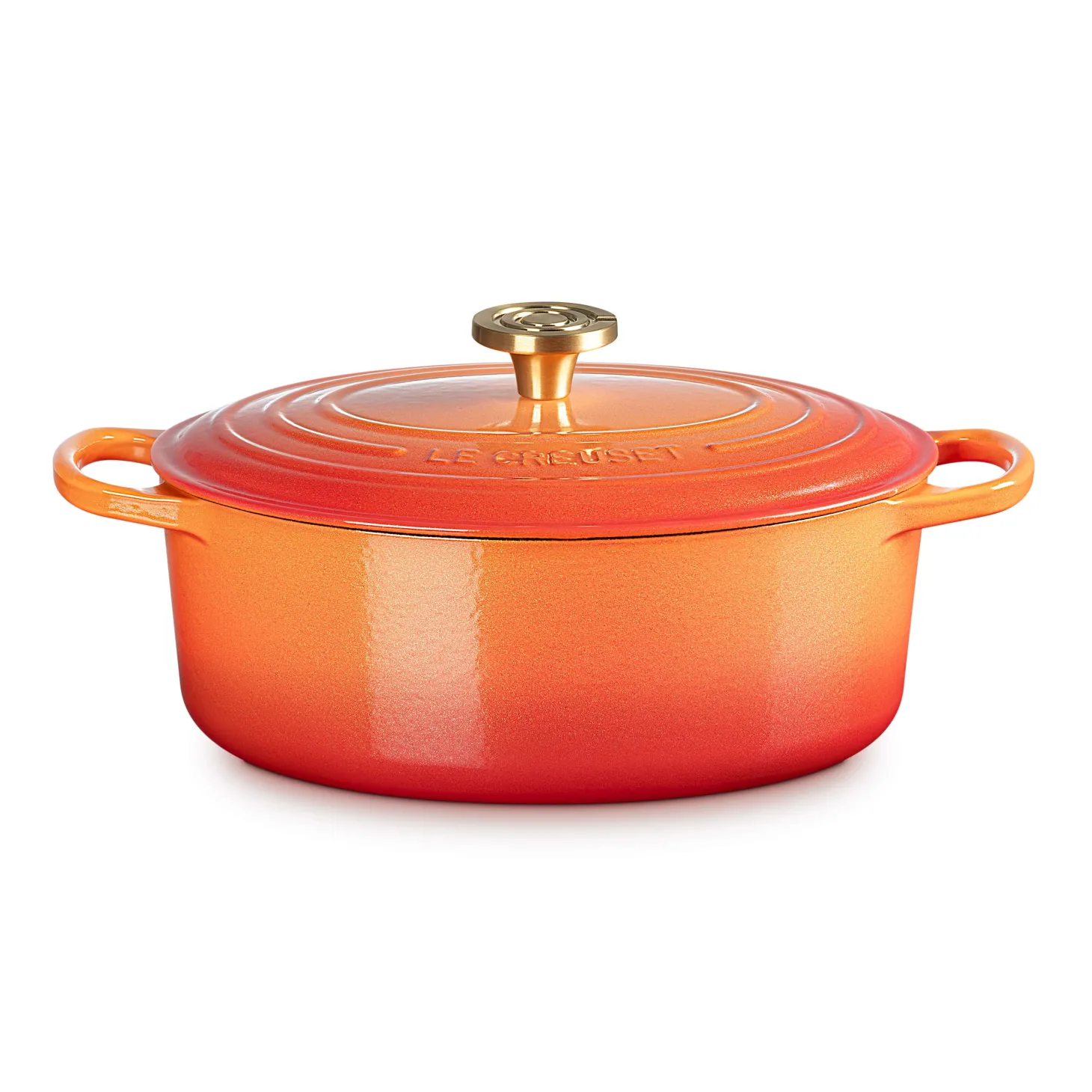 Le Creuset Limited Edition Signature 29cm Cast Iron Oval Casserole - Flamme Doree