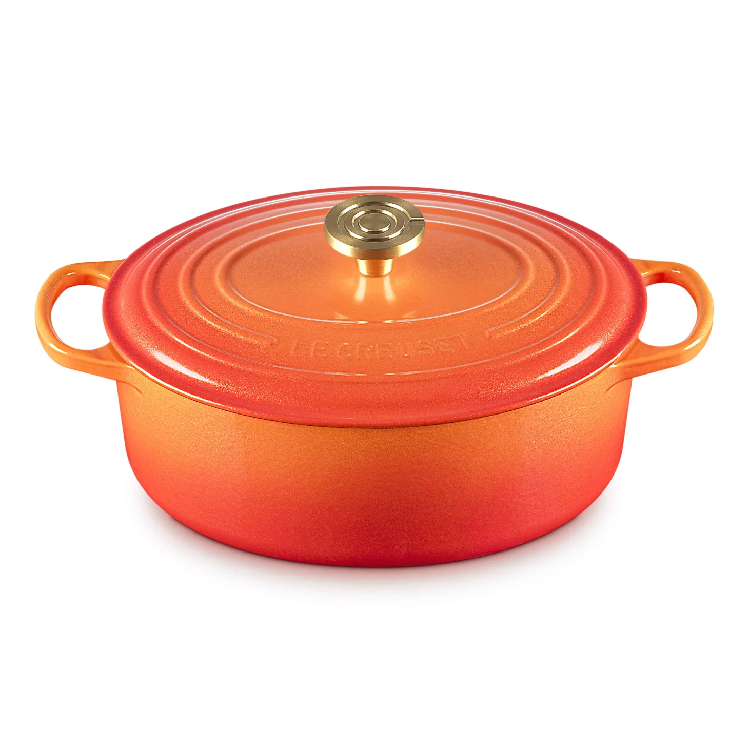 Le Creuset Limited Edition Signature 29cm Cast Iron Oval Casserole - Flamme Doree