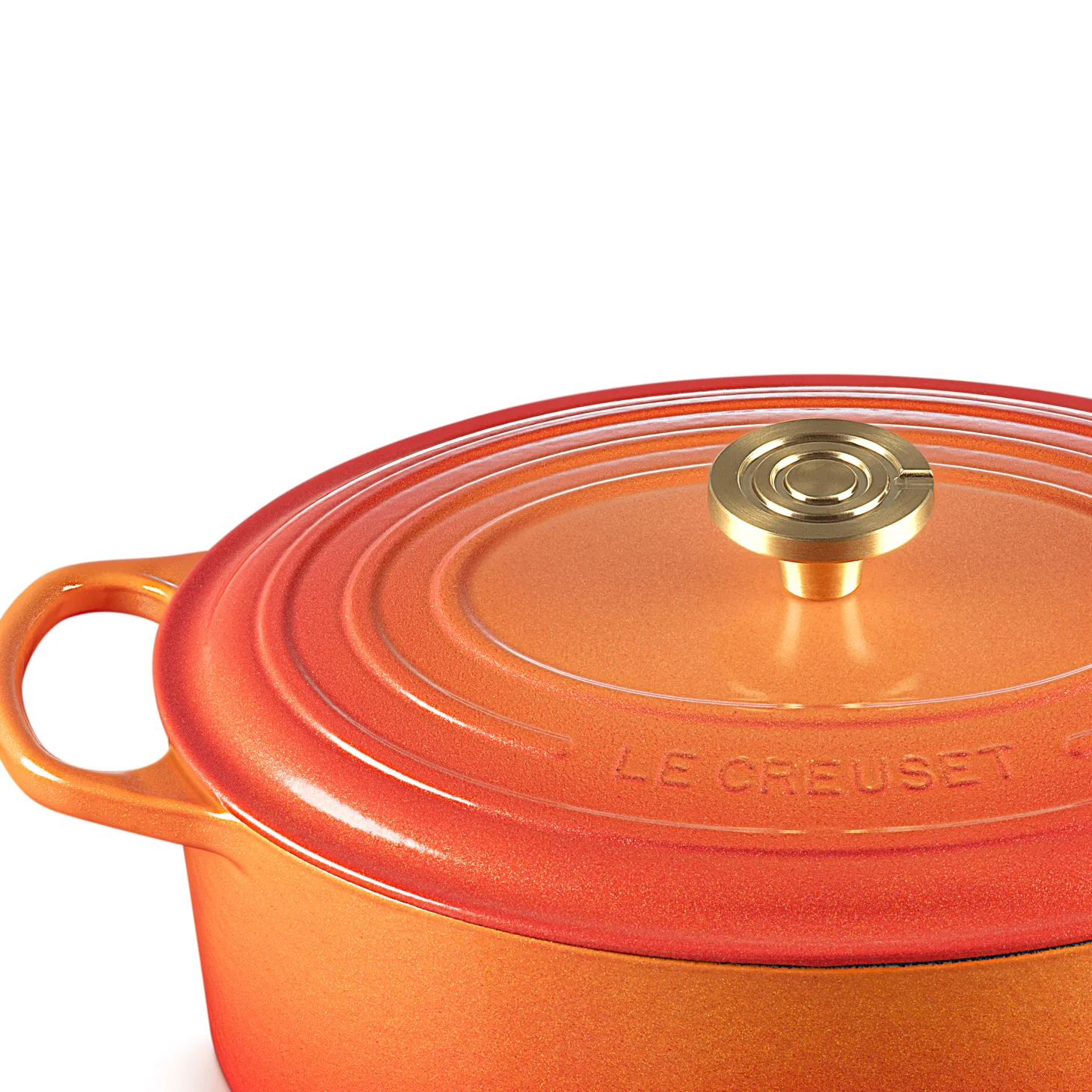 Le Creuset Limited Edition Signature 29cm Cast Iron Oval Casserole - Flamme Doree