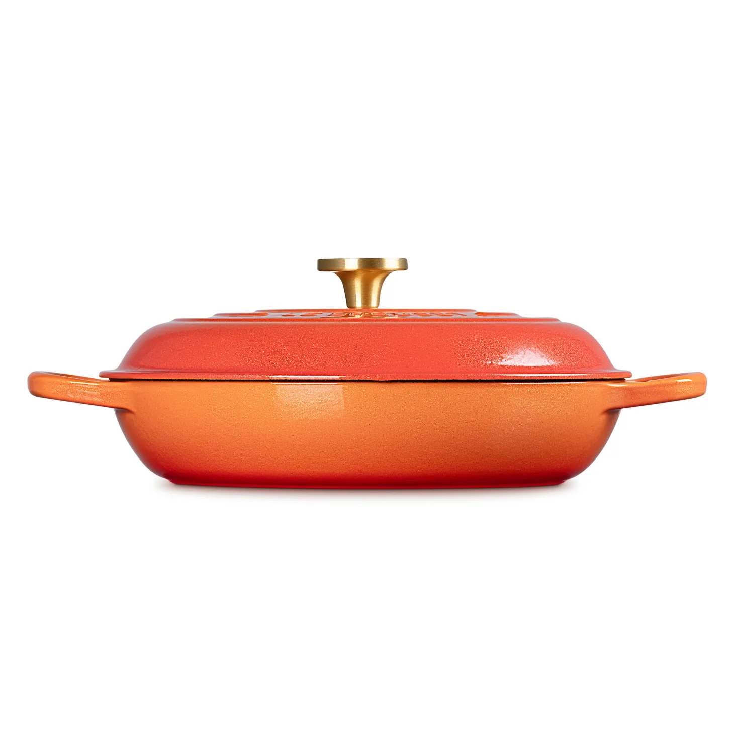 Le Creuset Limited Edition Signature 30cm Cast Iron Shallow Casserole - Flamme Doree