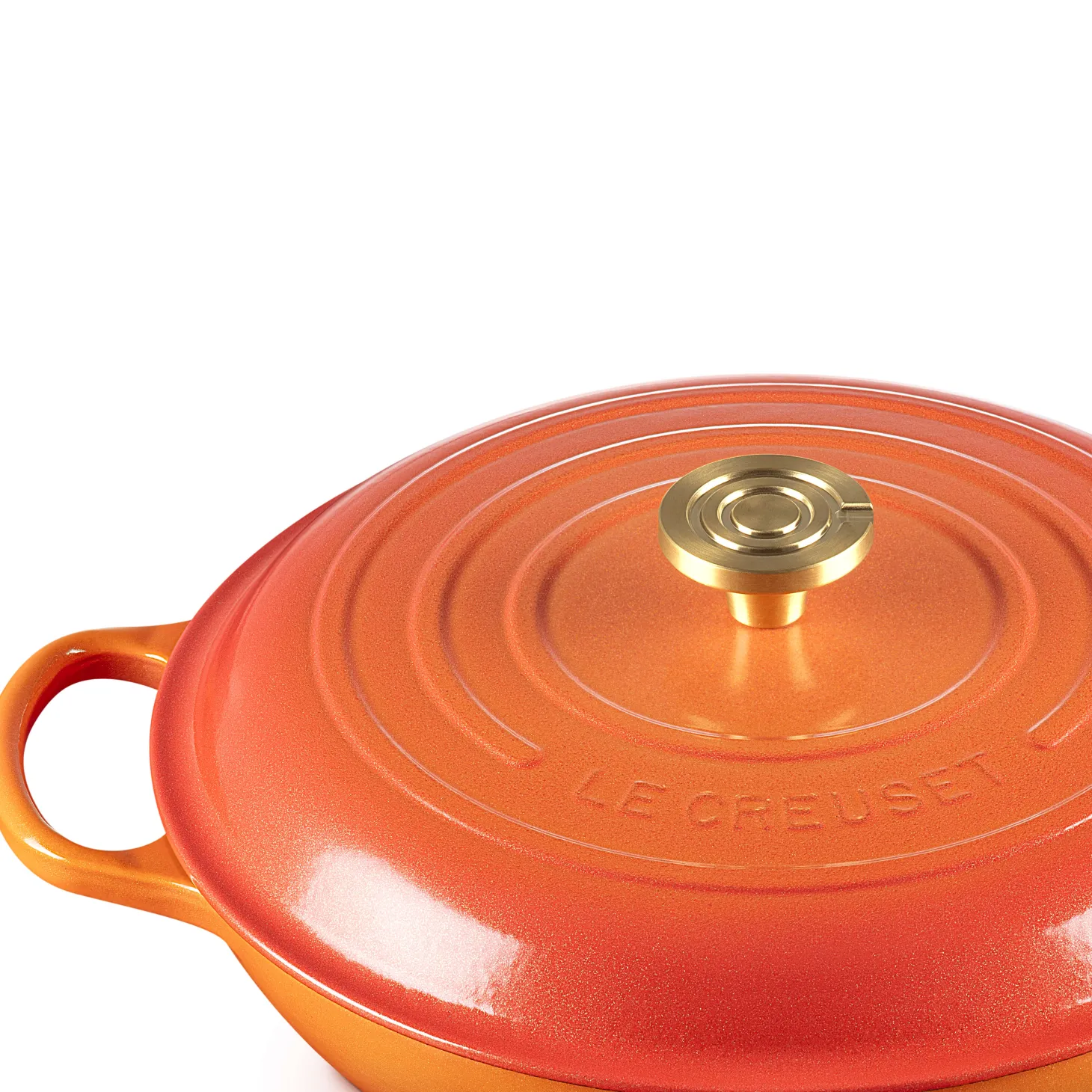 Le Creuset Limited Edition Signature 30cm Cast Iron Shallow Casserole - Flamme Doree