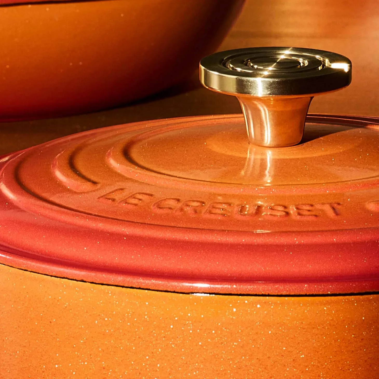 Le Creuset Limited Edition Signature 30cm Cast Iron Shallow Casserole - Flamme Doree
