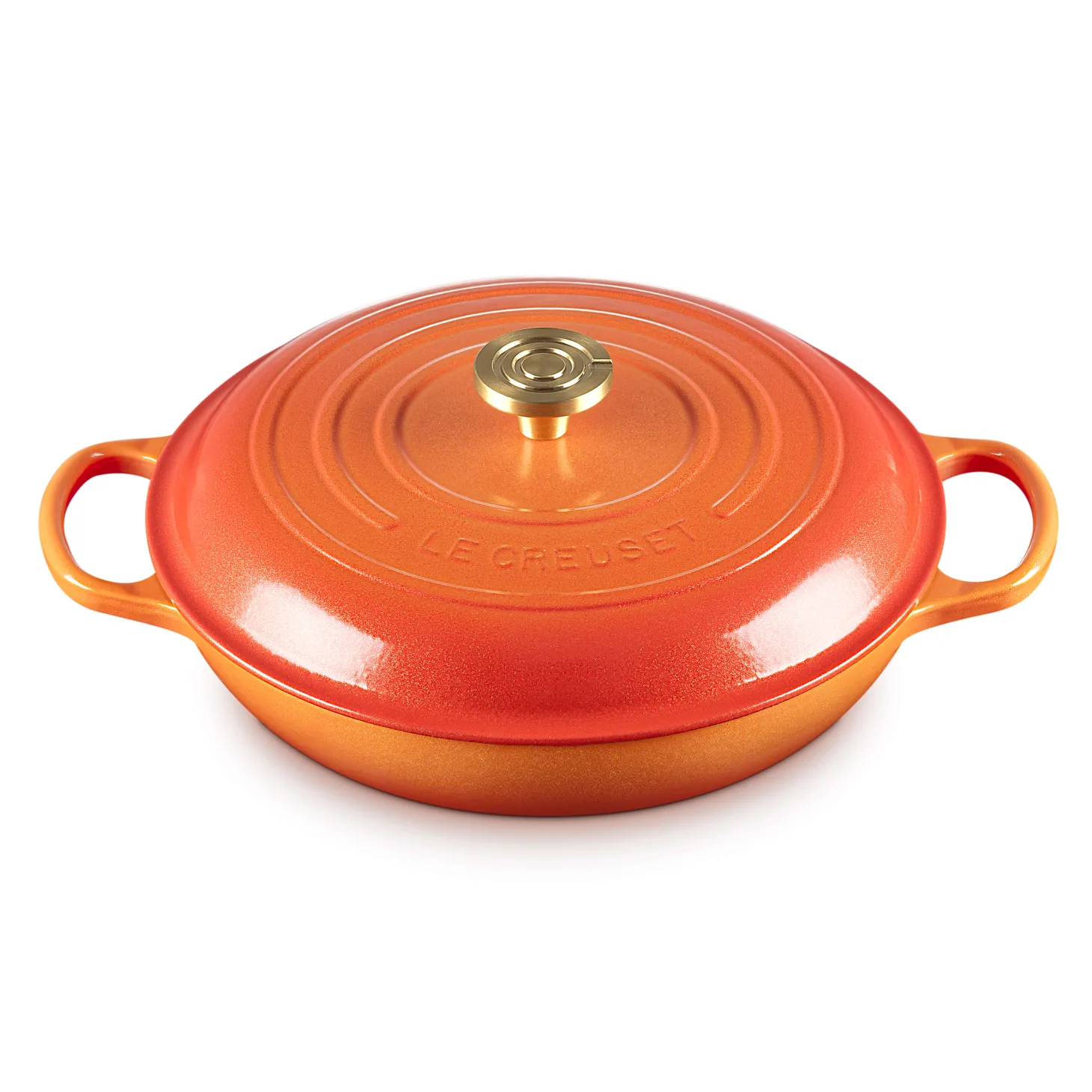 Le Creuset Limited Edition Signature 30cm Cast Iron Shallow Casserole - Flamme Doree
