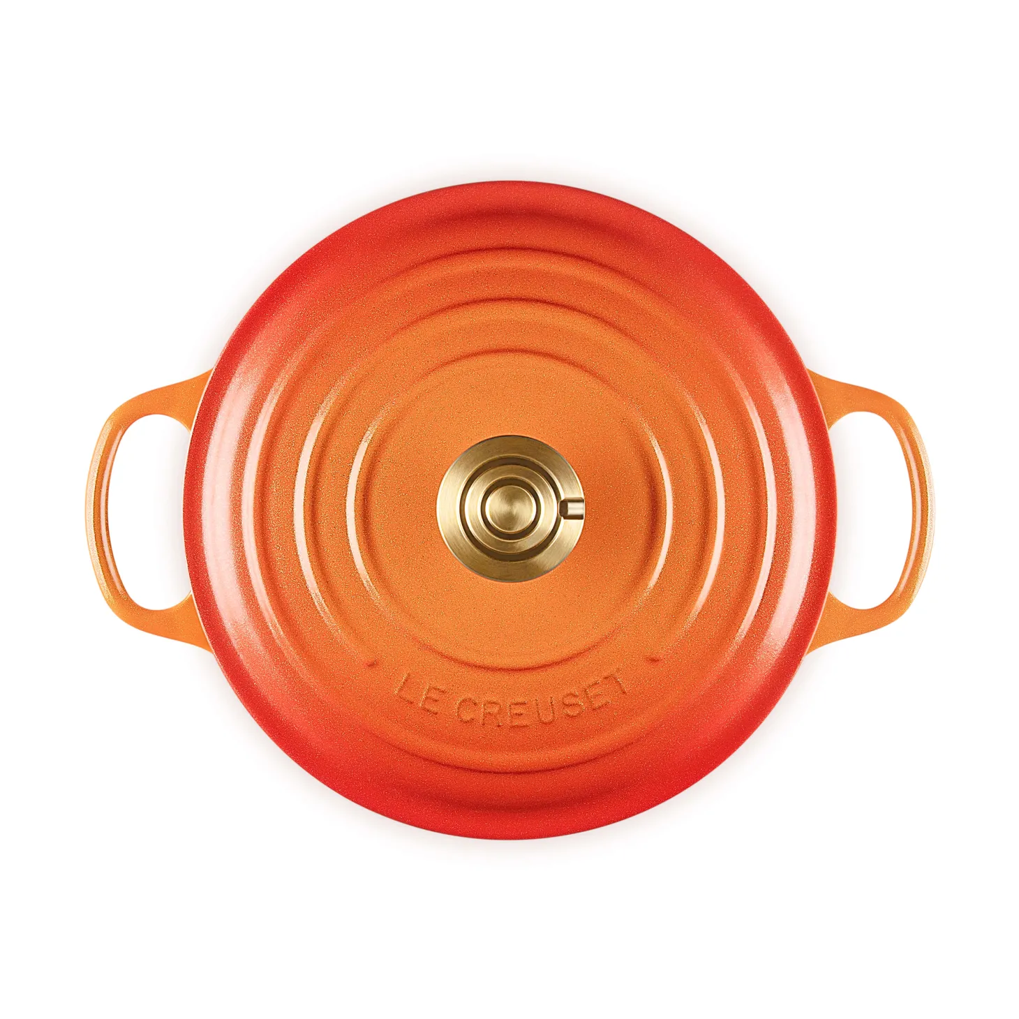 Le Creuset Limited Edition Signature 24cm Cast Iron Round Casserole - Flamme Doree