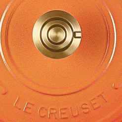 Le Creuset Limited Edition Signature 24cm Cast Iron Round Casserole - Flamme Doree