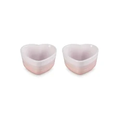 Le Creuset Set of 2 Heart Stoneware Ramekins - Shell Pink