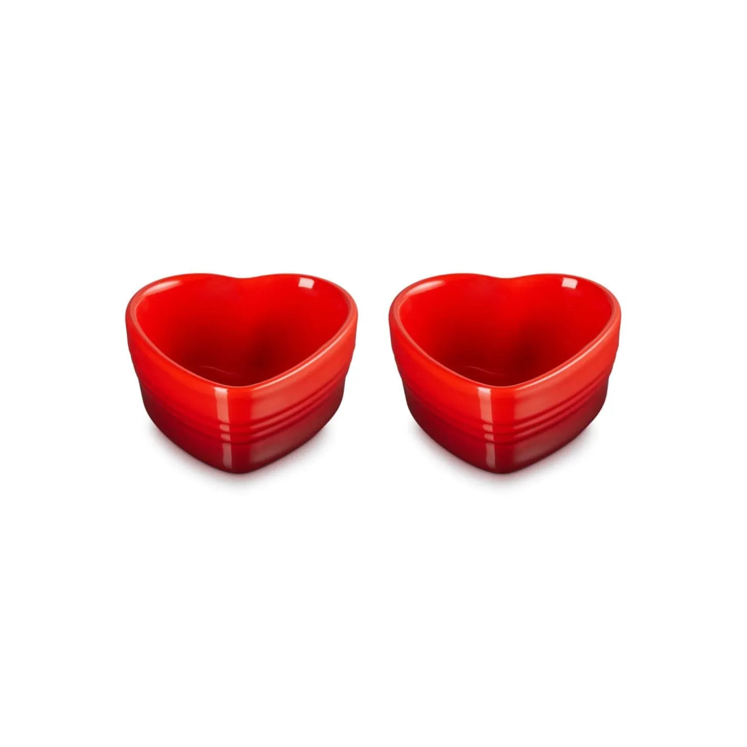 Le Creuset Set of 2 Heart Stoneware Ramekins - Cerise
