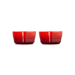 Le Creuset Set of 2 Heart Stoneware Ramekins - Cerise