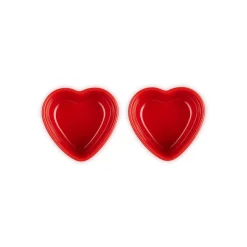Le Creuset Set of 2 Heart Stoneware Ramekins - Cerise