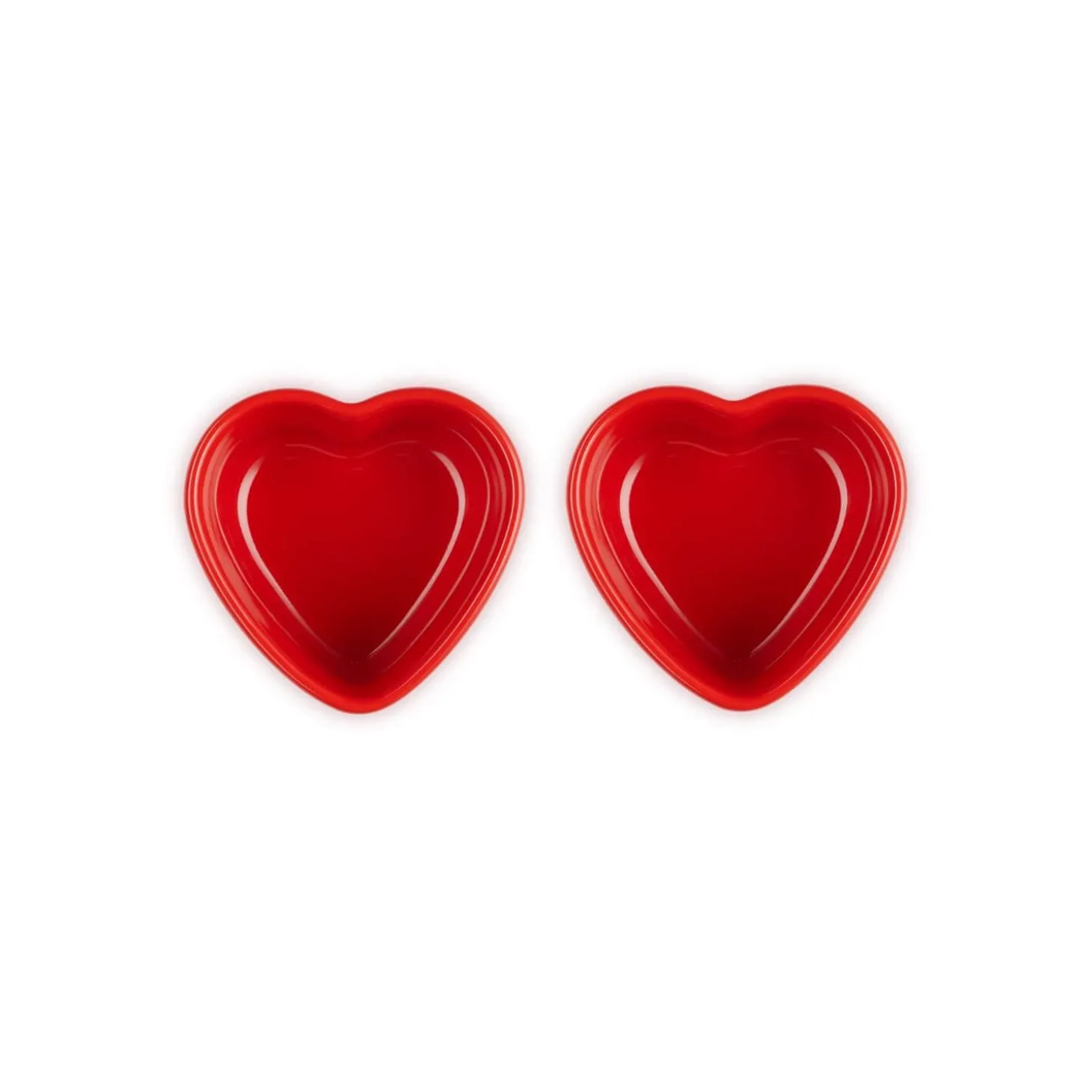 Le Creuset Set of 2 Heart Stoneware Ramekins - Cerise