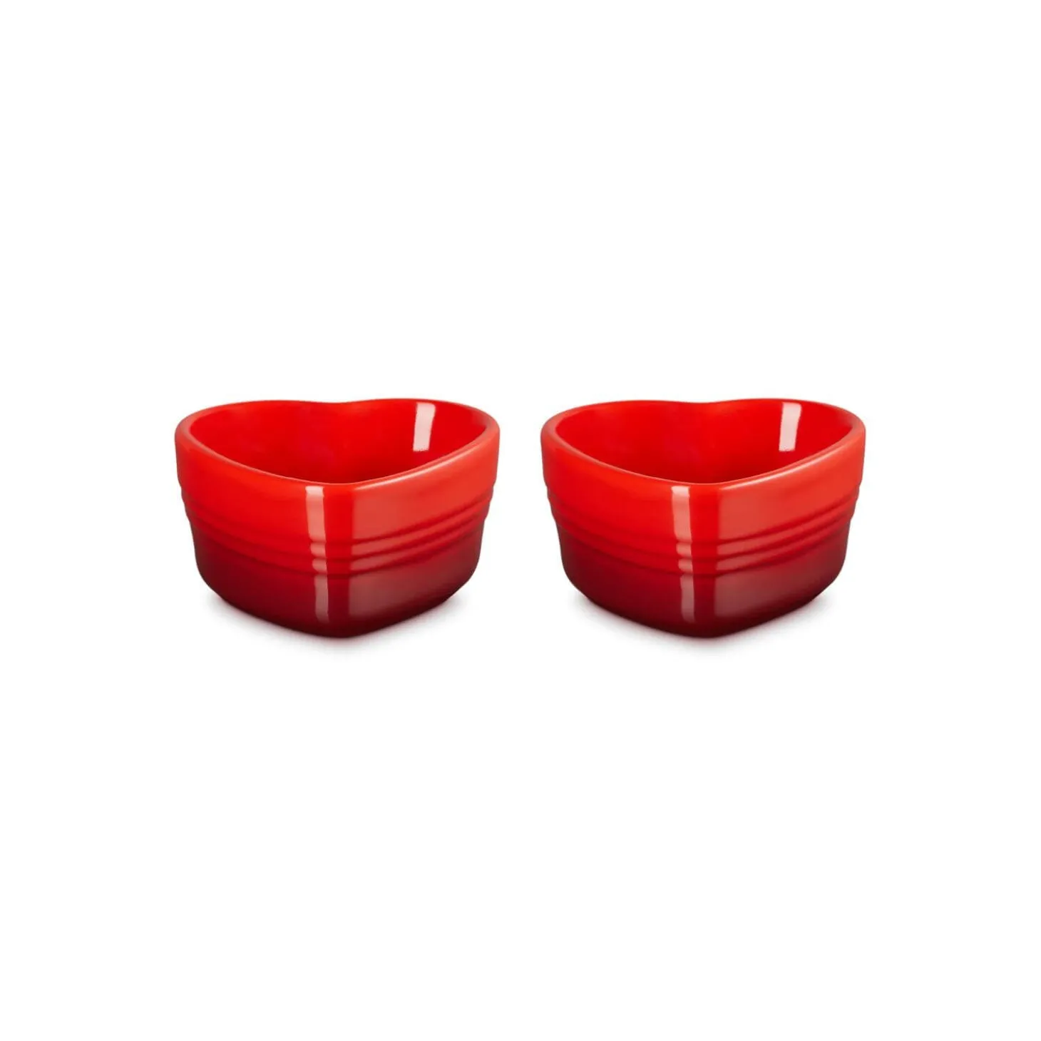 Le Creuset Set of 2 Heart Stoneware Ramekins - Cerise