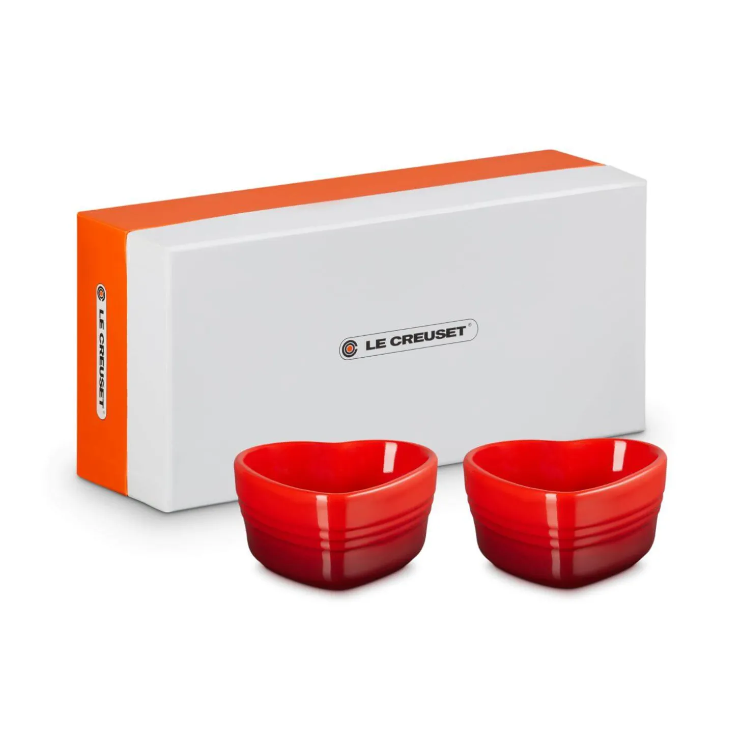 Le Creuset Set of 2 Heart Stoneware Ramekins - Cerise