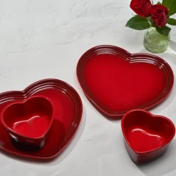 Le Creuset Set of 2 Heart Stoneware Ramekins - Cerise