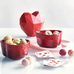 Le Creuset Set of 2 Heart Stoneware Ramekins - Cerise