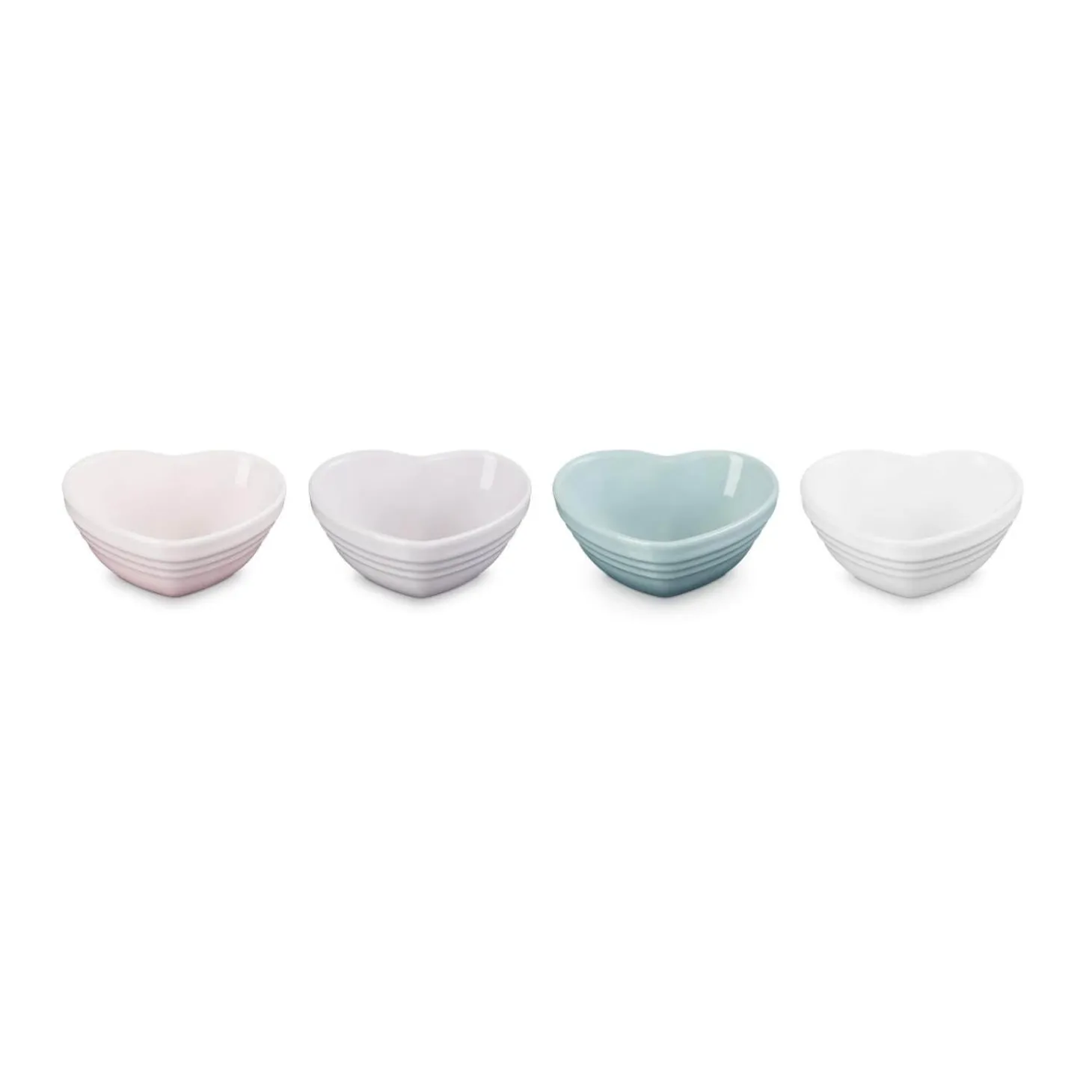 Le Creuset Set of 4 Mini Heart Stoneware Bowls - Mixed Colours