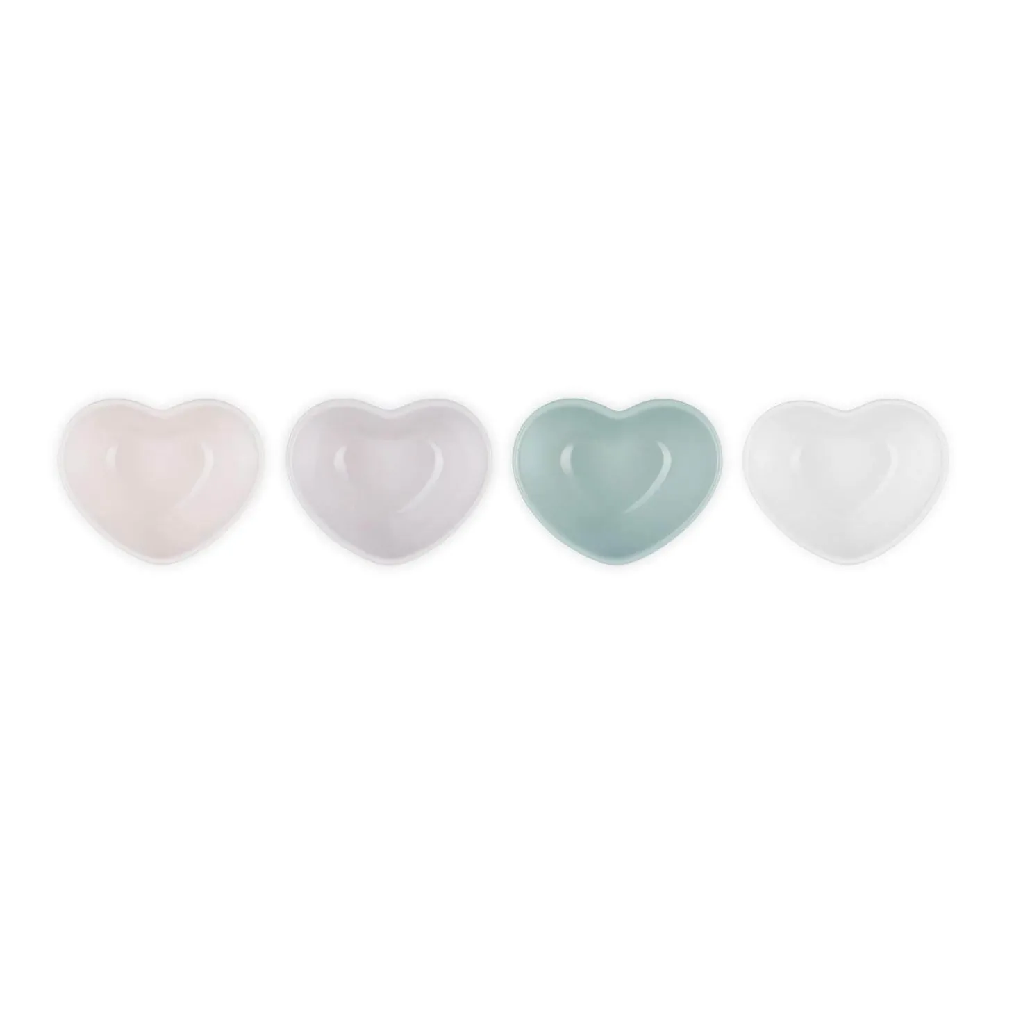 Le Creuset Set of 4 Mini Heart Stoneware Bowls - Mixed Colours