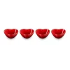Le Creuset Set of 4 Mini Heart Stoneware Bowls - Cerise