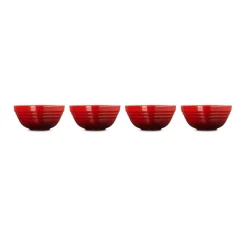 Le Creuset Set of 4 Mini Heart Stoneware Bowls - Cerise