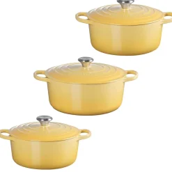 Le Creuset Signature Cast Iron 3 Piece Round Casserole Dish Set - Camomille
