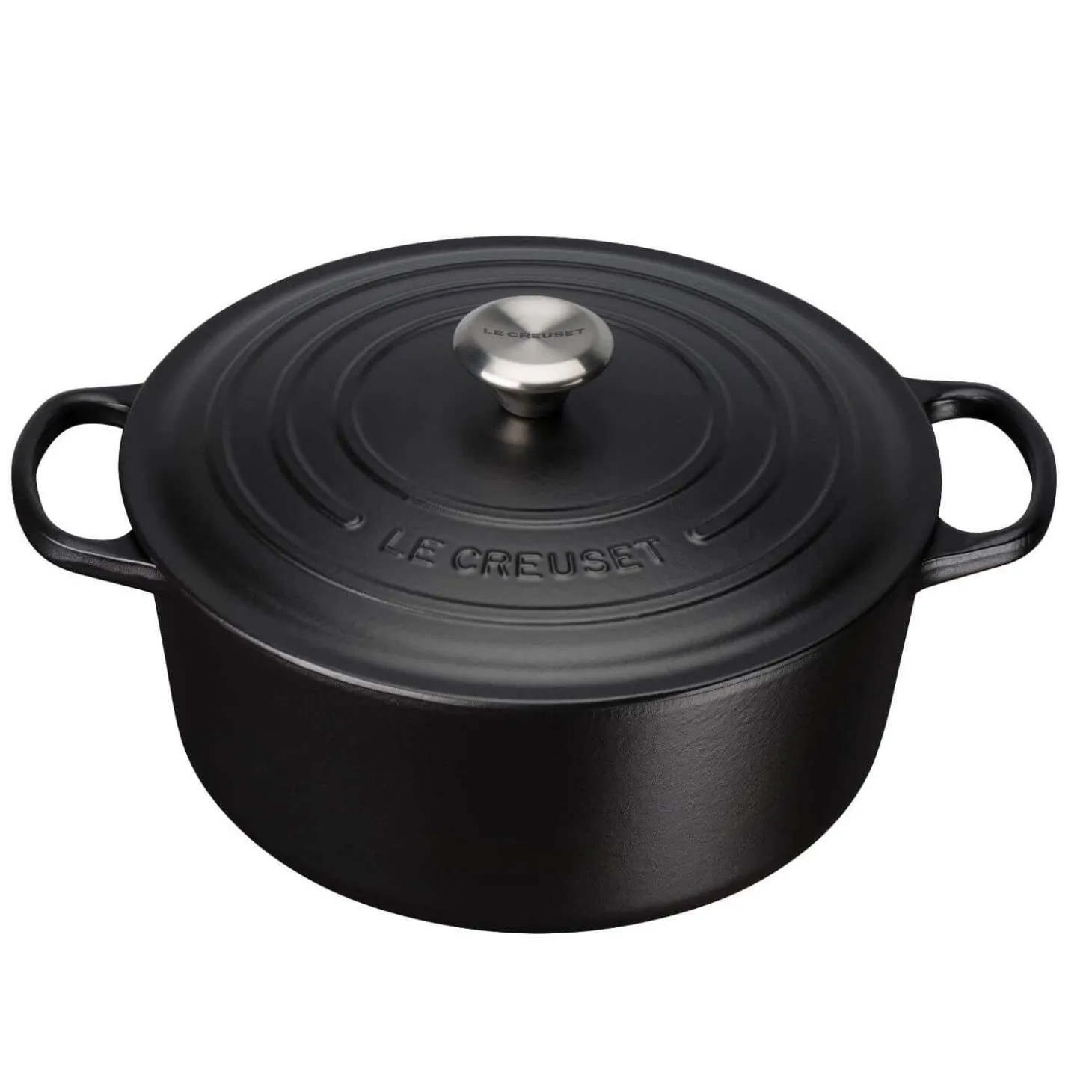 Le Creuset Signature Cast Iron 24cm Round Casserole - Satin Black