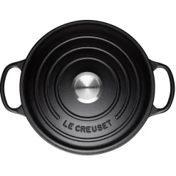 Le Creuset Signature Cast Iron 24cm Round Casserole - Satin Black