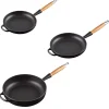Le Creuset Signature Cast Iron 3 Piece Frying Pan & Saute Pan Set - Satin Black