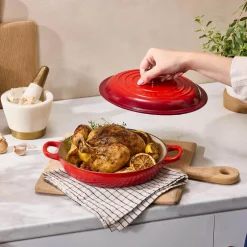 Le Creuset Signature Cast Iron 22cm Shallow Casserole - Cerise